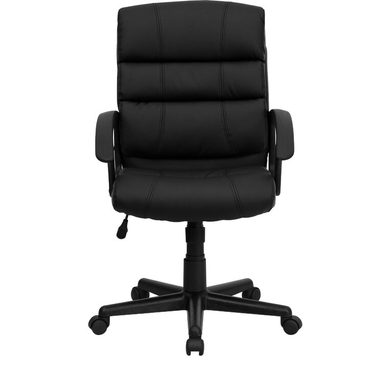 Yeldell Mid Back LeatherSoft Swivel Office Chair with Accent Divided Back and Arms